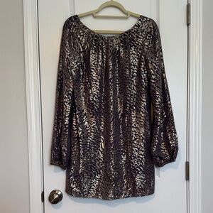Shoshanna Long Sleeve Metallic Dress